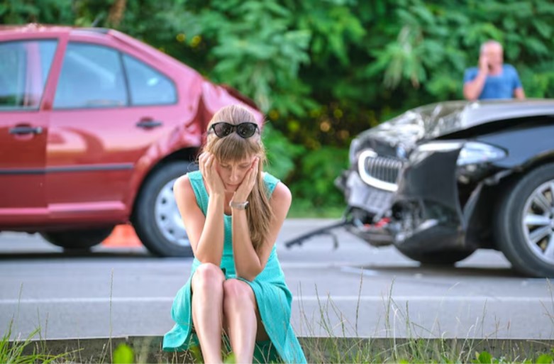 Driver upset at the scene of a collision